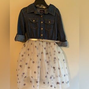 Dark wash Jean/ Sparkling Star Dress w/ belt